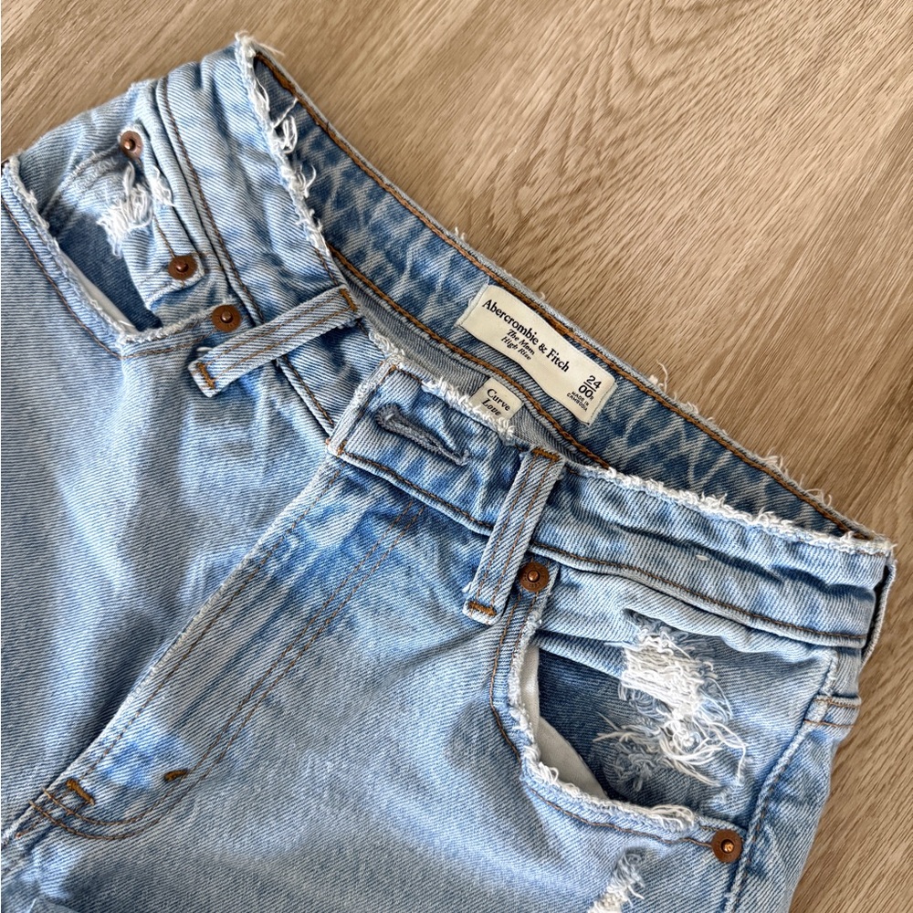 Abercrombie & Fitch Light Blue Ripped Boyfriend Jeans